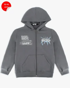 ACDC - FELPA GRIGIA FULL ZIP CON CAPPUCCIO PER RAGAZZI 10-14 ANNI