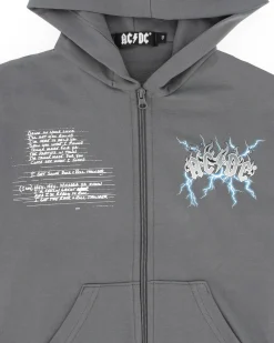 ACDC - FELPA GRIGIA FULL ZIP CON CAPPUCCIO PER RAGAZZI 10-14 ANNI