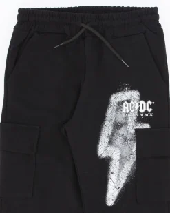 ACDC - PANTALONE TUTA CARGO NERI DA RAGAZZO 10-14 ANNI