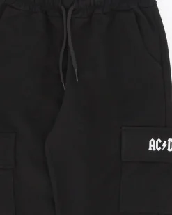 ACDC - PANTALONE  TUTA NERO CON TASCONI WIDE LEG PER RAGAZZA