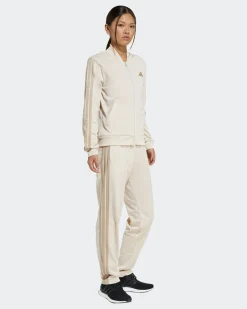 ADIDAS - COMPLETO TUTA BEIGE DA DONNA CON FELPA FULL ZIP 3 STRISCE - KB8162