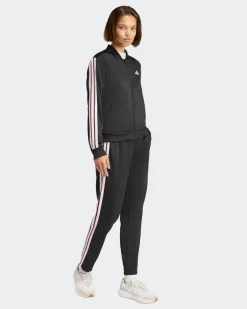 ADIDAS - COMPLETO TUTA NERO DA DONNA CON FELPA FULL ZIP 3 STRISCE - KQ7578