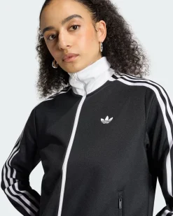 ADIDAS - FELPA BECKENBAUER FULL ZIP NERA CON DETTAGLI BIANCHI DA DONNA, KV9560