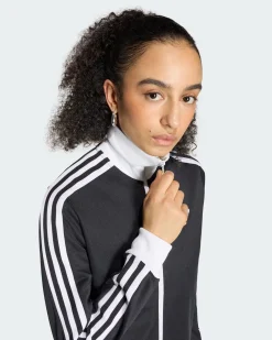 ADIDAS - FELPA BECKENBAUER FULL ZIP NERA CON DETTAGLI BIANCHI DA DONNA, KV9560
