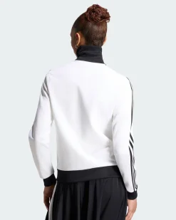 ADIDAS - FELPA BECKENBAUER FULL ZIP BIANCA CON DETTAGLI NERI DA DONNA, KV9565