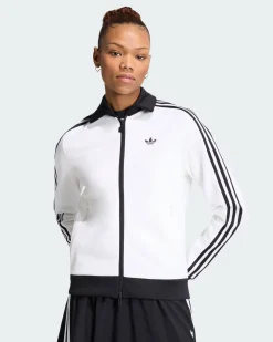 ADIDAS - FELPA BECKENBAUER FULL ZIP BIANCA CON DETTAGLI NERI DA DONNA, KV9565