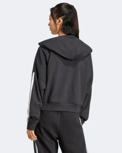 ADIDAS - FELPA CON CAPPUCCIO ESSENTIALS 3-STRIPES FRENCH TERRY QUARTER-ZIP HOODIE  NERA  DA DONNA - JN1956