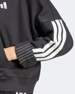 ADIDAS - FELPA CON CAPPUCCIO ESSENTIALS 3-STRIPES FRENCH TERRY QUARTER-ZIP HOODIE  NERA  DA DONNA - JN1956