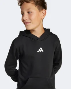 ADIDAS - FELPA CON CAPPUCCIO JUNIOR NERA  ESSENTIALS SLIM FLEECE HOODIE- JC9772