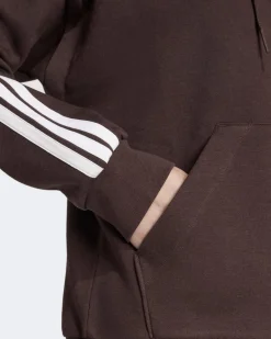 ADIDAS - FELPA  DONNA  FULL ZIP CON CAPPUCCIO MARRONE ESSENTIALS 3- STRIPES  - JY3082