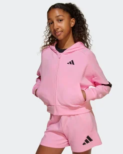 ADIDAS - FELPA FULL ZIP CON CAPPUCCIO RAGAZZAROSA  FUTURE ICONS 3-STRIPES  HOODIE - JD1300
