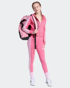 ADIDAS - FELPA FULL ZIP CON CAPPUCCIO JUNIOR ROSA CON 3 BANDE BIANCHE ESSENTIALS - JY4983