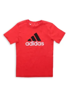ADIDAS - FELPA MEZZA MANICA JUNIOR ROSSO FLUO ESSENTIALS BIG LOGO COTTON TEE - IX9528