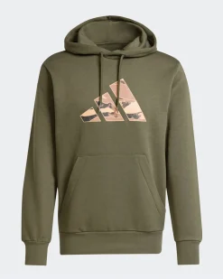 ADIDAS - FELPA UOMO CON CAPPUCCIO VERDE CON LOGO MIMETICO -JM6379