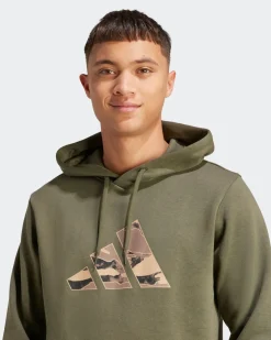 ADIDAS - FELPA UOMO CON CAPPUCCIO VERDE CON LOGO MIMETICO -JM6379