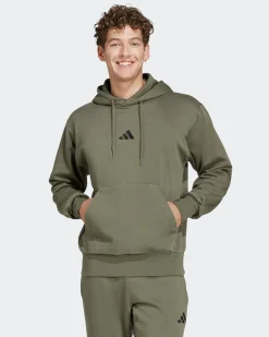 ADIDAS - FELPA UOMO CON CAPPUCCIO VERDE FEELCOZY - JE3799
