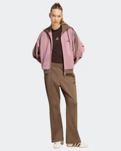 ADIDAS -  GIACCA DA ALLENAMENTO FULL ZIP  ST FD TRACK TOP ROSA CON DETTAGLI MARRONI DA DONNA,  KV0601