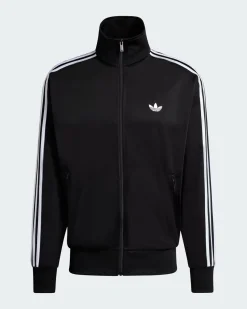 ADIDAS - GIACCA SPORTIVA FIREBIRD FULL ZIP NERA CON DETTAGLI BIANCHI DA UOMO, KD8312