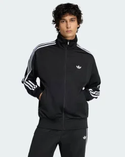 ADIDAS - GIACCA SPORTIVA FIREBIRD FULL ZIP NERA CON DETTAGLI BIANCHI DA UOMO, KD8312