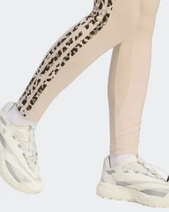 ADIDAS - LEGGINGS AOP 3S LEG BEIGE CON DETTAGLI LEOPARDATI,  KR7619
