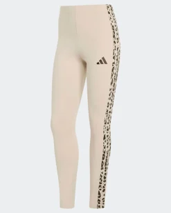 ADIDAS - LEGGINGS AOP 3S LEG BEIGE CON DETTAGLI LEOPARDATI,  KR7619