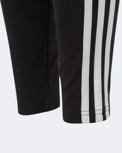 ADIDAS - LEGGINGS  JUNIOR (7-15 ANNI) 3S TIG  NERI CON DETTAGLI BIANCHI - IC3623