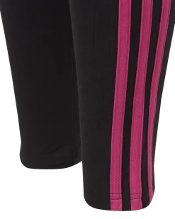ADIDAS - LEGGINGS  JUNIOR (7-15 ANNI) 3S TIG  NERI CON DETTAGLI FUXIA - IC3627