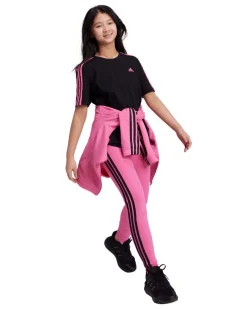 ADIDAS - LEGGINGS  JUNIOR (7-15 ANNI) 3S TIG  FUXIA CON DETTAGLI NERI - IZ3427