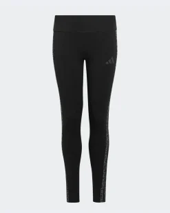 ADIDAS - LEGGINGS JUNIOR ( DA 9 A 15 ANNI) AN 3S NERI CON DETTAGLI LEOPARDATI, KC7207