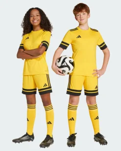 ADIDAS - PANTALONCINO DA ALLENAMENTO JUNIOR GIALLO E NERO SQUA25  -JJ2421
