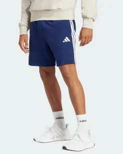 ADIDAS - PANTALONCINO UOMO BLU CON 3 BANDE BIANCHE FRENCH TERRY - JE6417