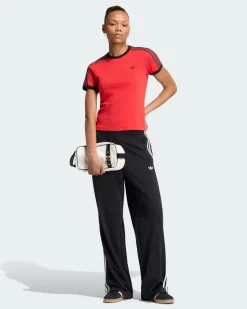 ADIDAS -PANTALONE DA ALLENAMENTO GESSATI FIREBIRD NERO CON 3 BANDE BIANCHE DA DONNA, KS6787