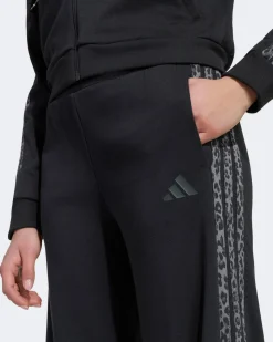 ADIDAS - PANTALONE TUTA JUNIOR ( 9-15 ANNI) AN 3S FT PT NERO CON DETTAGLI LEOPARDATI, KC7199