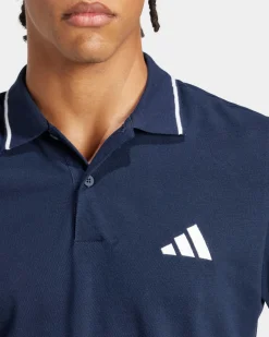 ADIDAS - POLO BLU MEZZA MANICA DA UOMO CON RIGHINO SUL COLLETTO - JE9021