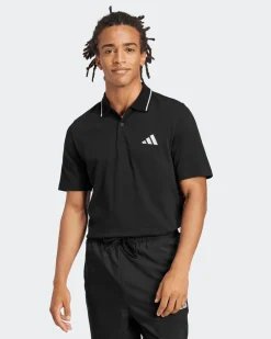 ADIDAS - POLO NERA MEZZA MANICA DA UOMO CON RIGHINO SUL COLLETTO - JE9023