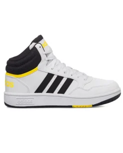 ADIDAS - Scarpa alta bianca e nera con dettagli gialli, numerata 28/40 - HOOPS MID GZ1928