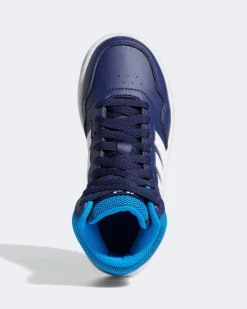 ADIDAS - Scarpa alta da bambino blu e bianca, numerata 28/35 - HOOPS MID GW0400