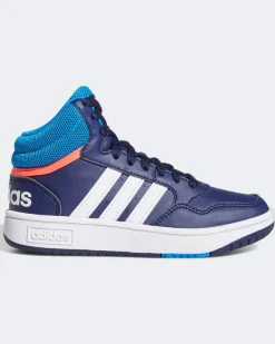 ADIDAS - Scarpa alta da bambino blu e bianca, numerata 28/35 - HOOPS MID GW0400