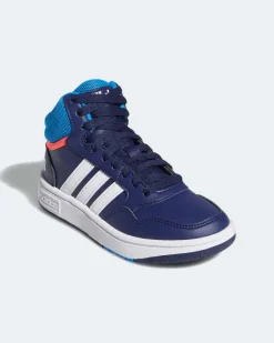 ADIDAS - Scarpa alta da bambino blu e bianca, numerata 28/35 - HOOPS MID GW0400