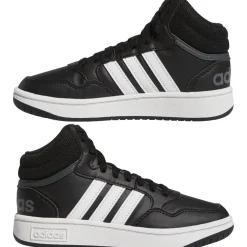 ADIDAS - Scarpa alta nera e bianca, numerata 28/40 - HOOPS MID GW0402