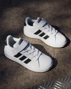 ADIDAS - SCARPA BIANCA GRAND COURT 3.0 STRISCE NERE DA BAMBINI 28-35 - HP3531