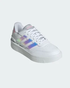 ADIDAS - SCARPA COURTBLOCK BOLD BIANCA CON BANDE IRIDESCENTI JI2205