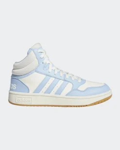 ADIDAS - SCARPA  HOOPS 3.0 MID BIANCA E AZZURRA DA DONNA, numerata 36/41 e un terzo - IH0179