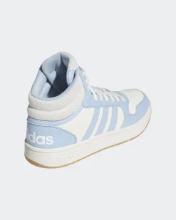 ADIDAS - SCARPA  HOOPS 3.0 MID BIANCA E AZZURRA DA DONNA, numerata 36/41 e un terzo - IH0179