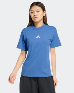 ADIDAS - T-SHIRT AZZURRA DA DONNA ESSENTIAL IN COTONE - KC5197