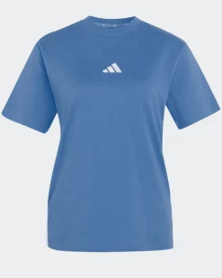 ADIDAS - T-SHIRT AZZURRA DA DONNA ESSENTIAL IN COTONE - KC5197