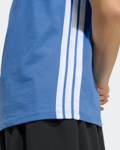 ADIDAS - T-SHIRT AZZURRA DA DONNA ESSENTIAL IN COTONE - KC5197