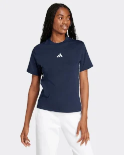ADIDAS - T-SHIRT BLU DA DONNA ESSENTIAL IN COTONE -  JD0843