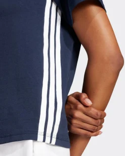 ADIDAS - T-SHIRT BLU DA DONNA ESSENTIAL IN COTONE -  JD0843