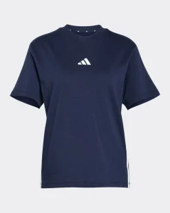 ADIDAS - T-SHIRT BLU DA DONNA ESSENTIAL IN COTONE -  JD0843